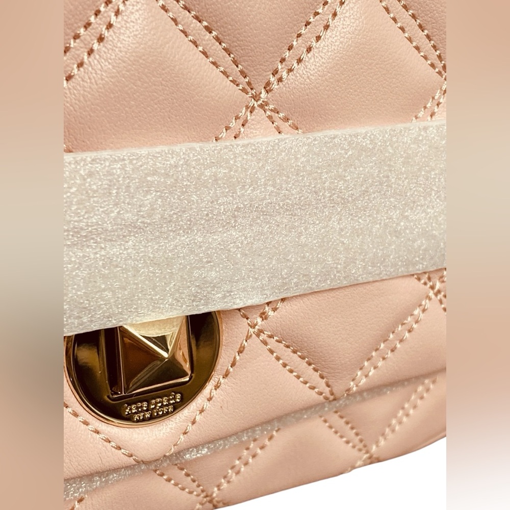 Kate Spade NWT Natalia Quilted Smooth Leather Turnlock Crossbody Rose Smโฆ - Picture 8 of 16